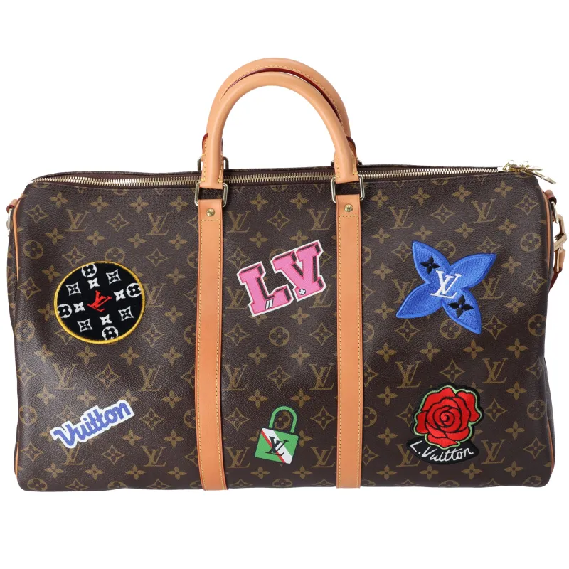 Louis Vuitton Keepall Bandoulière 50 Monogram Patches with Strap sold by Gaby's Bags