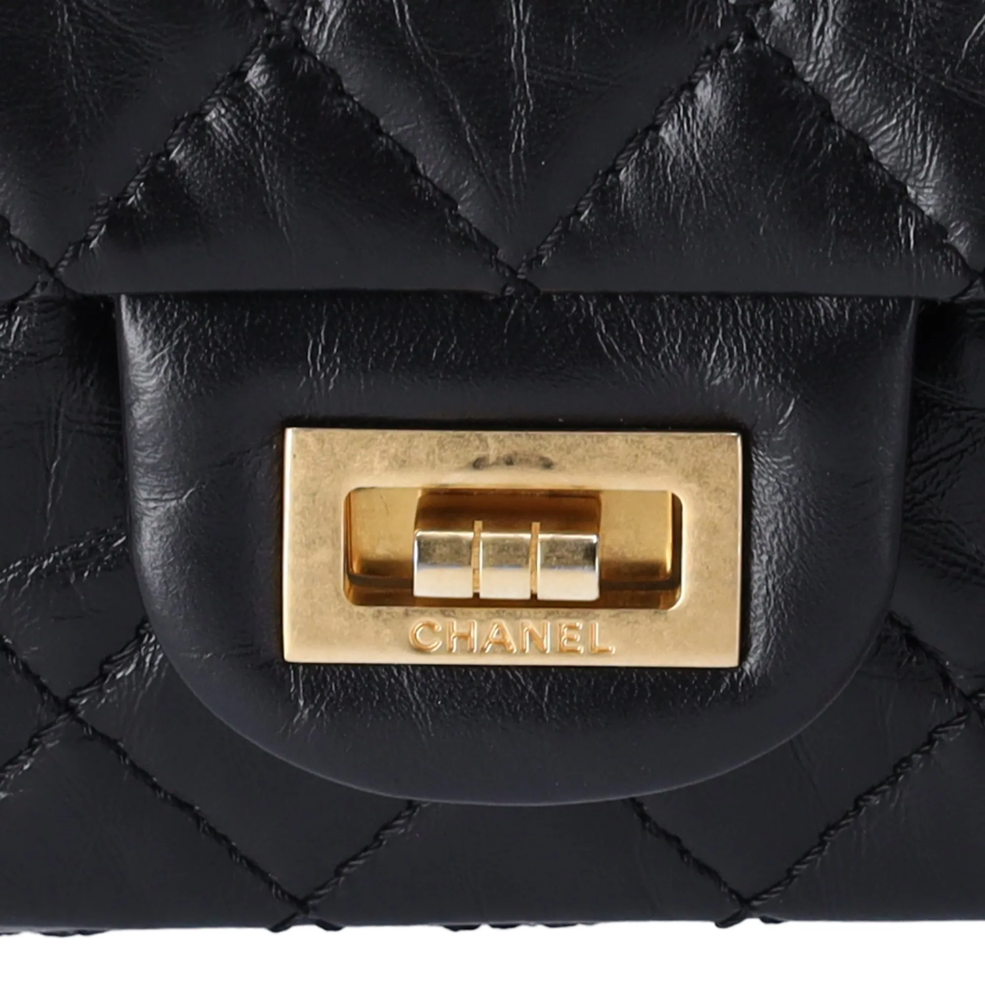 CHANEL 2.55 Classic Mini Reissue Flap Bag Black Aged Calfskin Leather sold by Gaby's Bags product image thumbnail 3
