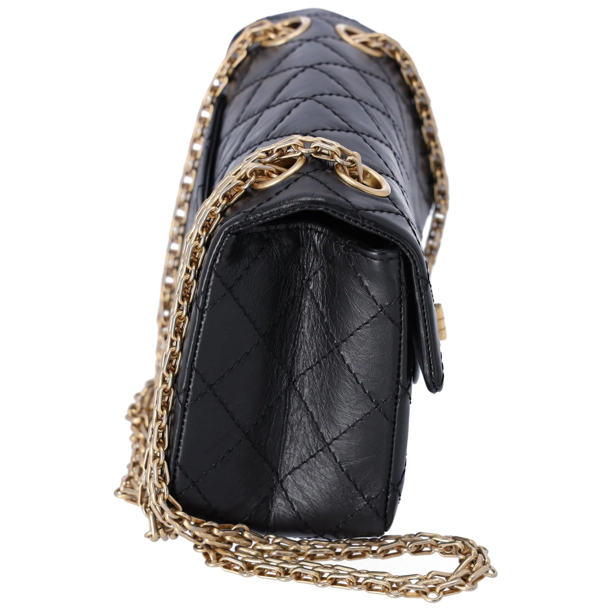 CHANEL 2.55 Classic Mini Reissue Flap Bag Black Aged Calfskin Leather sold by Gaby's Bags product image thumbnail 4
