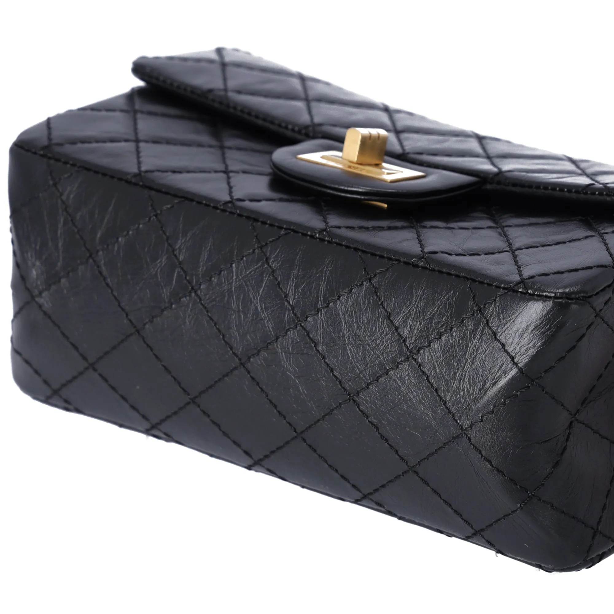 CHANEL 2.55 Classic Mini Reissue Flap Bag Black Aged Calfskin Leather sold by Gaby's Bags product image thumbnail 5