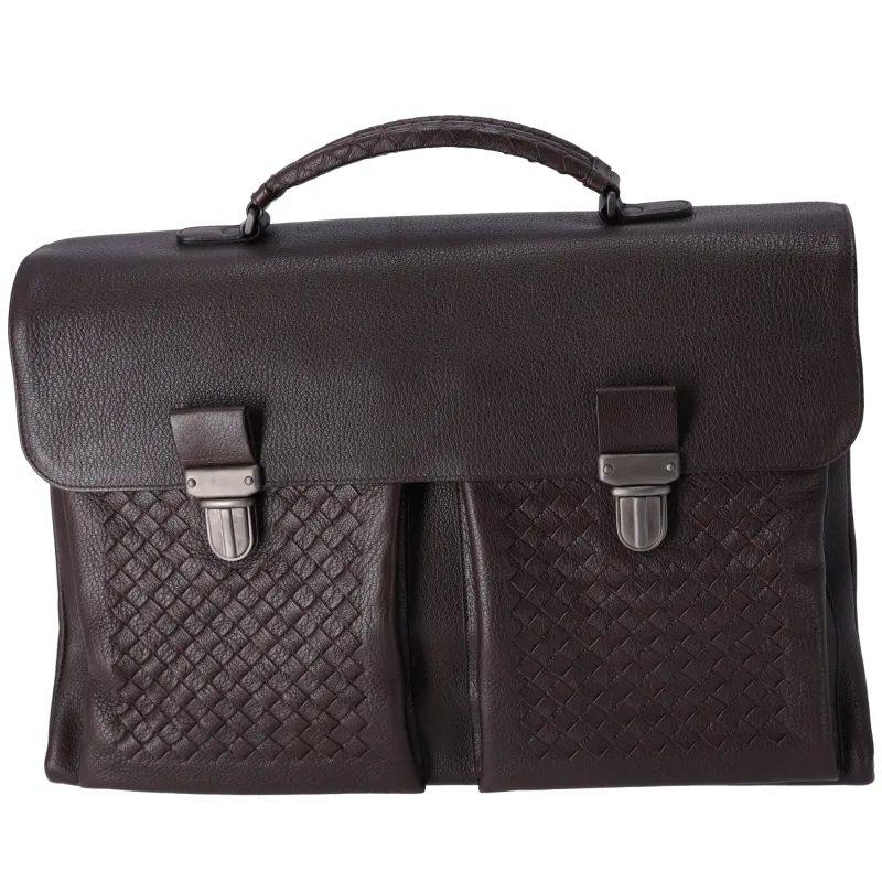 BOTTEGA VENETA Intrecciato Business Bag Dark Brown Leather sold by Gaby's Bags