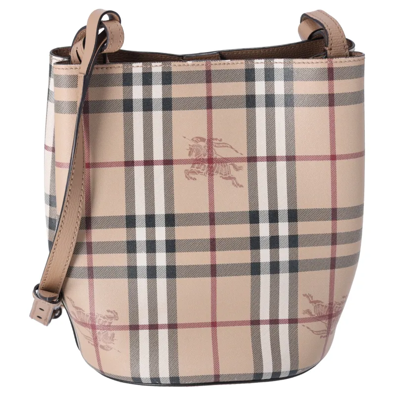 BURBERRY London England Check Bucket Bag Beige Multi Leather sold by Gaby's Bags