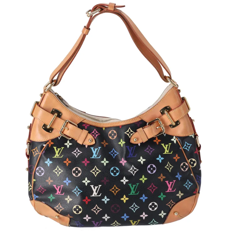 Louis Vuitton x Murakami Greta Monogram Multicolore Shoulder Bag M40196 Black sold by Gaby's Bags
