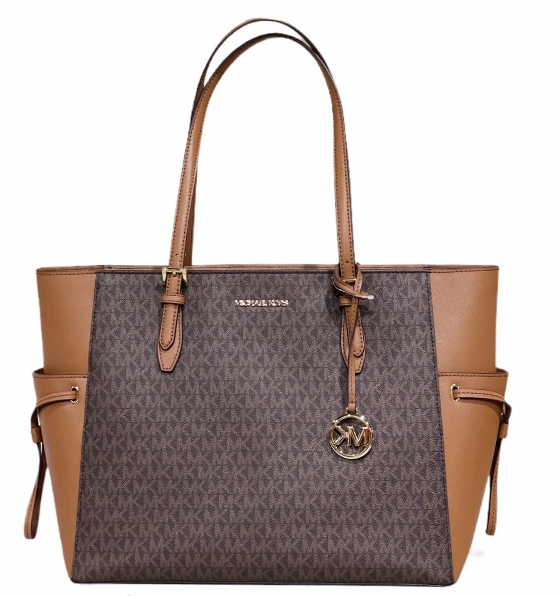 Michael Kors Gilly Large Jet Set Travel Drawstring Tote Brown MK Signature sold by Gaby's Bags product image thumbnail 3