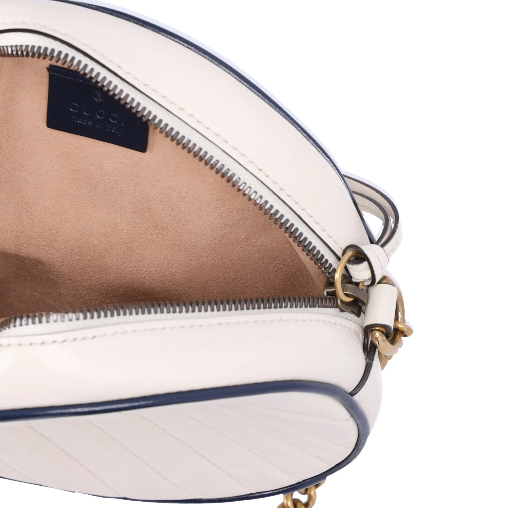 GUCCI GG Marmont Round Shoulder Bag 550154 White Navy Leather sold by Gaby's Bags product image thumbnail 5