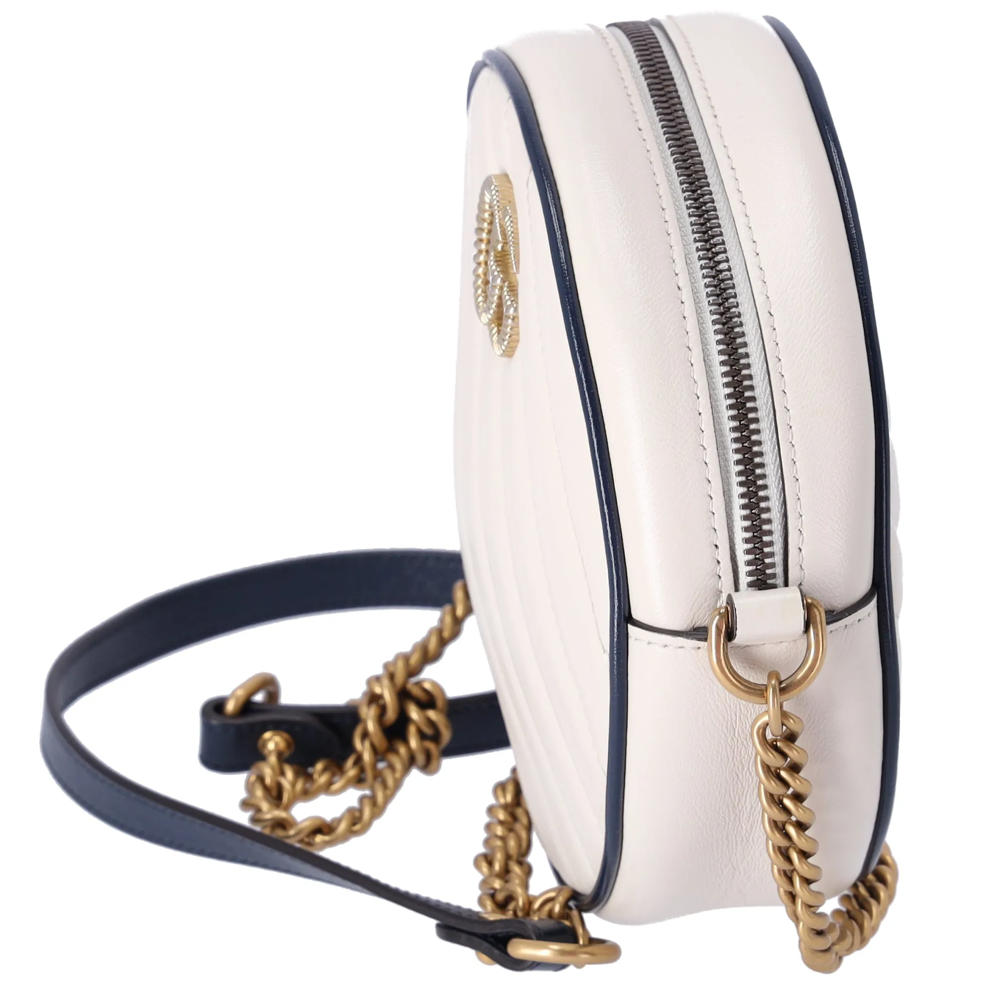 GUCCI GG Marmont Round Shoulder Bag 550154 White Navy Leather sold by Gaby's Bags product image thumbnail 2