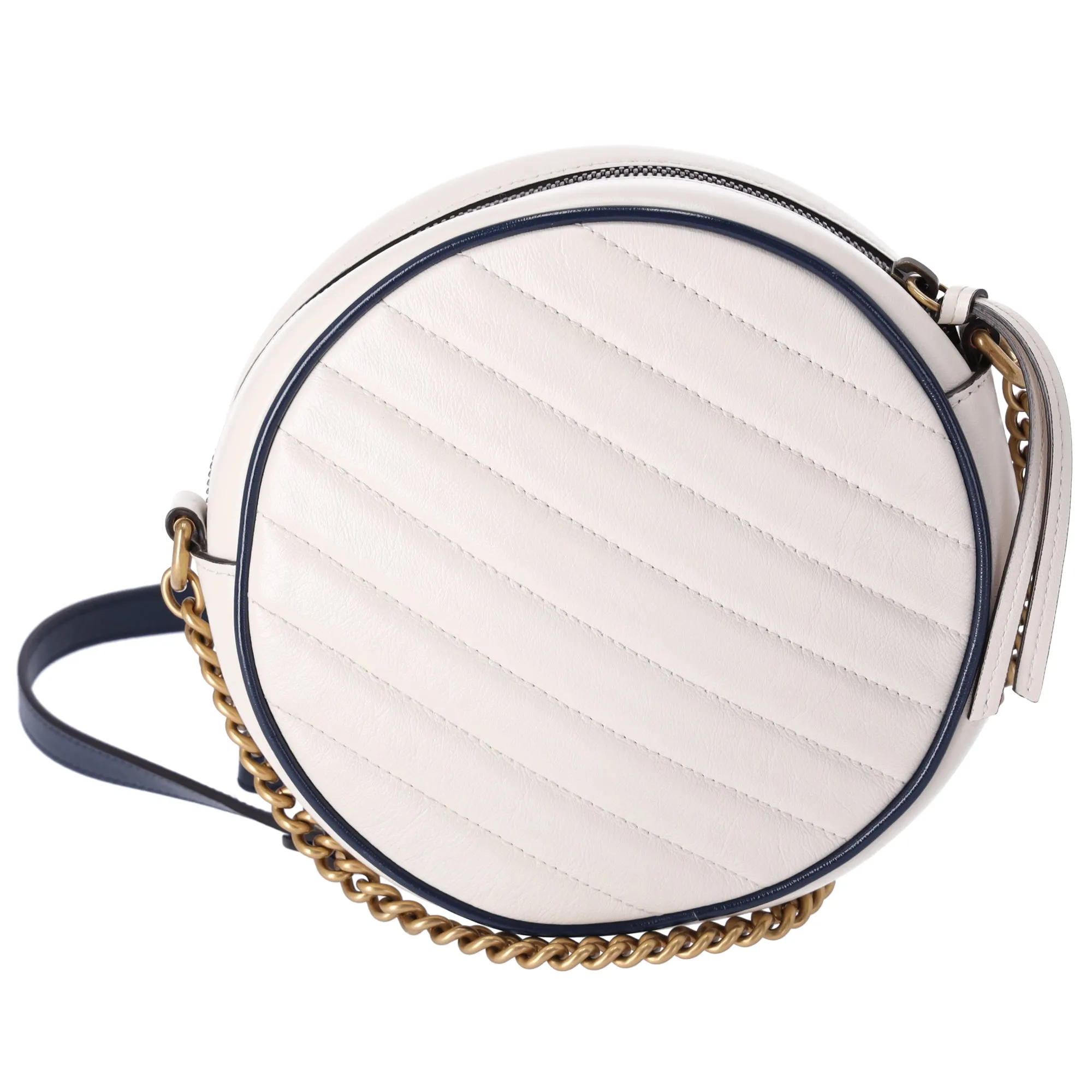 GUCCI GG Marmont Round Shoulder Bag 550154 White Navy Leather sold by Gaby's Bags product image thumbnail 3