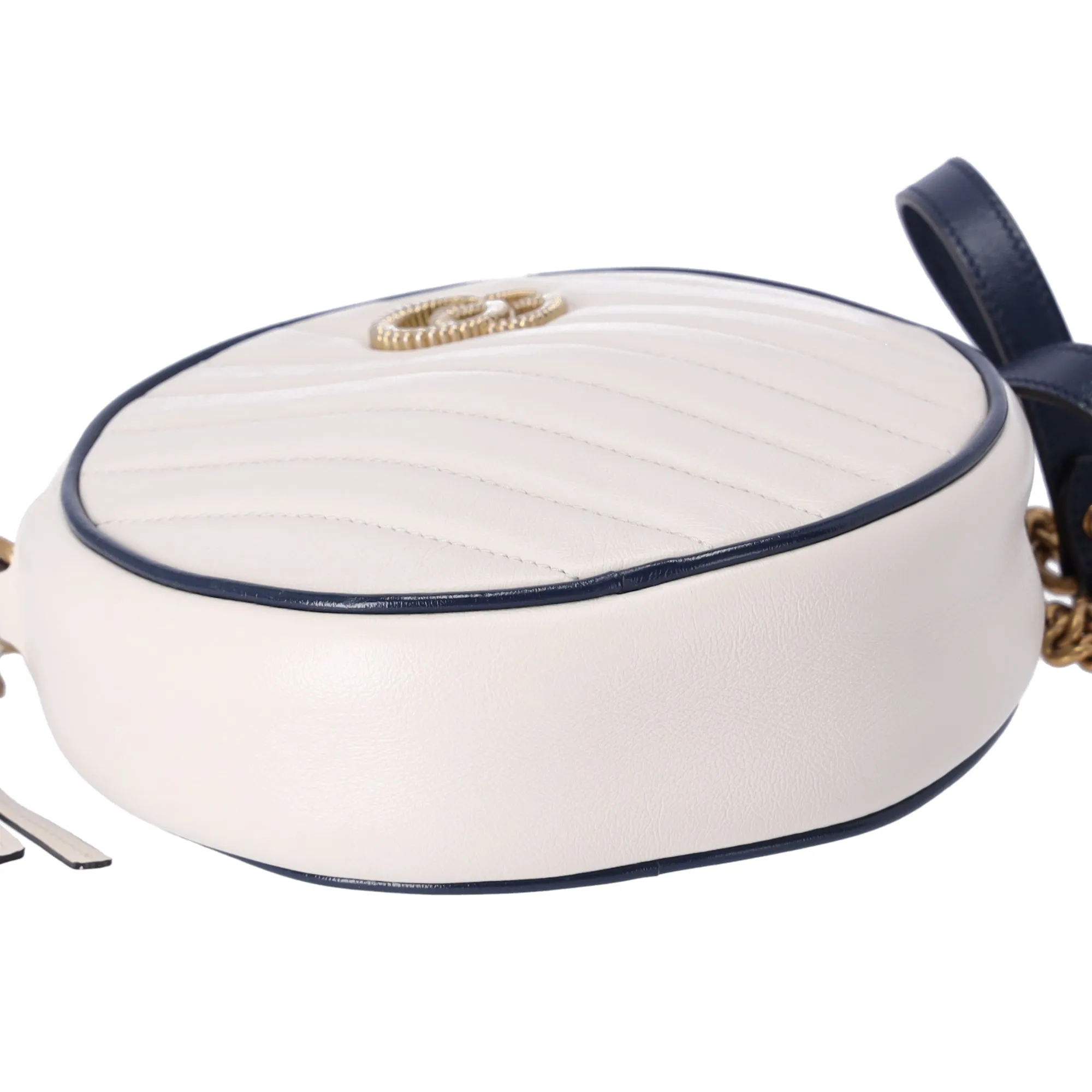 GUCCI GG Marmont Round Shoulder Bag 550154 White Navy Leather sold by Gaby's Bags product image thumbnail 4