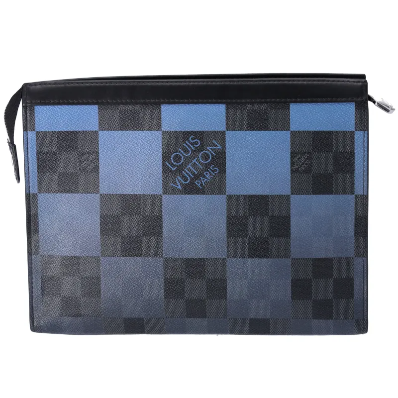 Louis Vuitton Pochette Voyage MM Giant Damier Graphite Clutch Bag N60412 Blue sold by Gaby's Bags