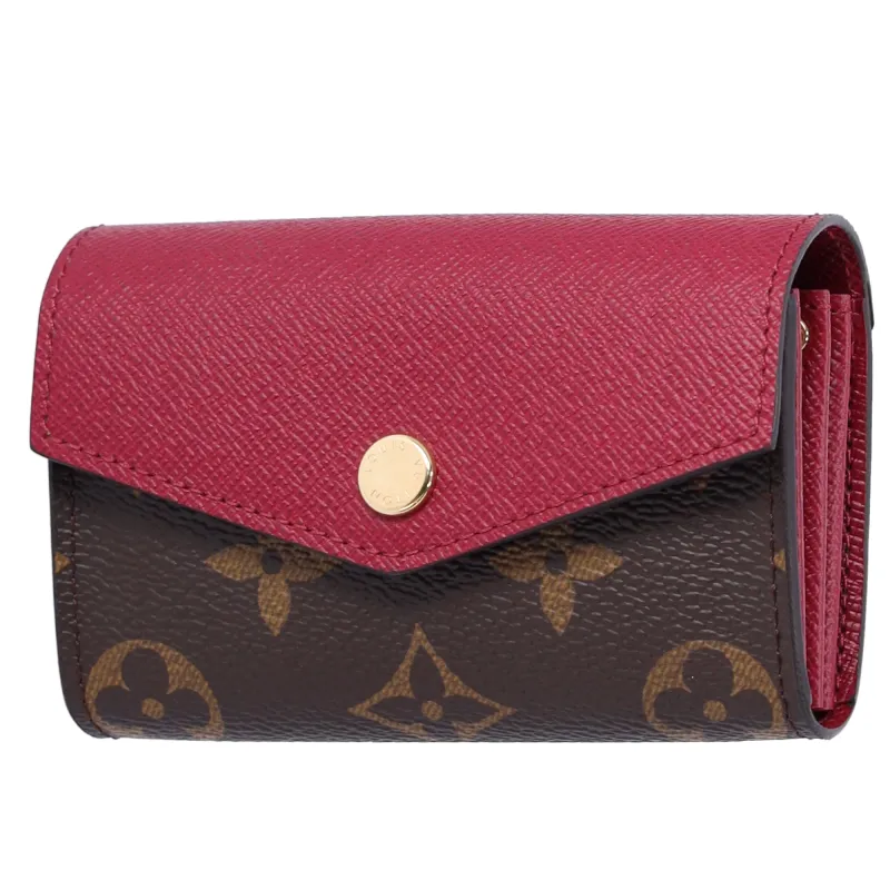 Louis Vuitton Sarah Multicartes Card Wallet Brown Monogram Fuchsia Pink sold by Gaby's Bags