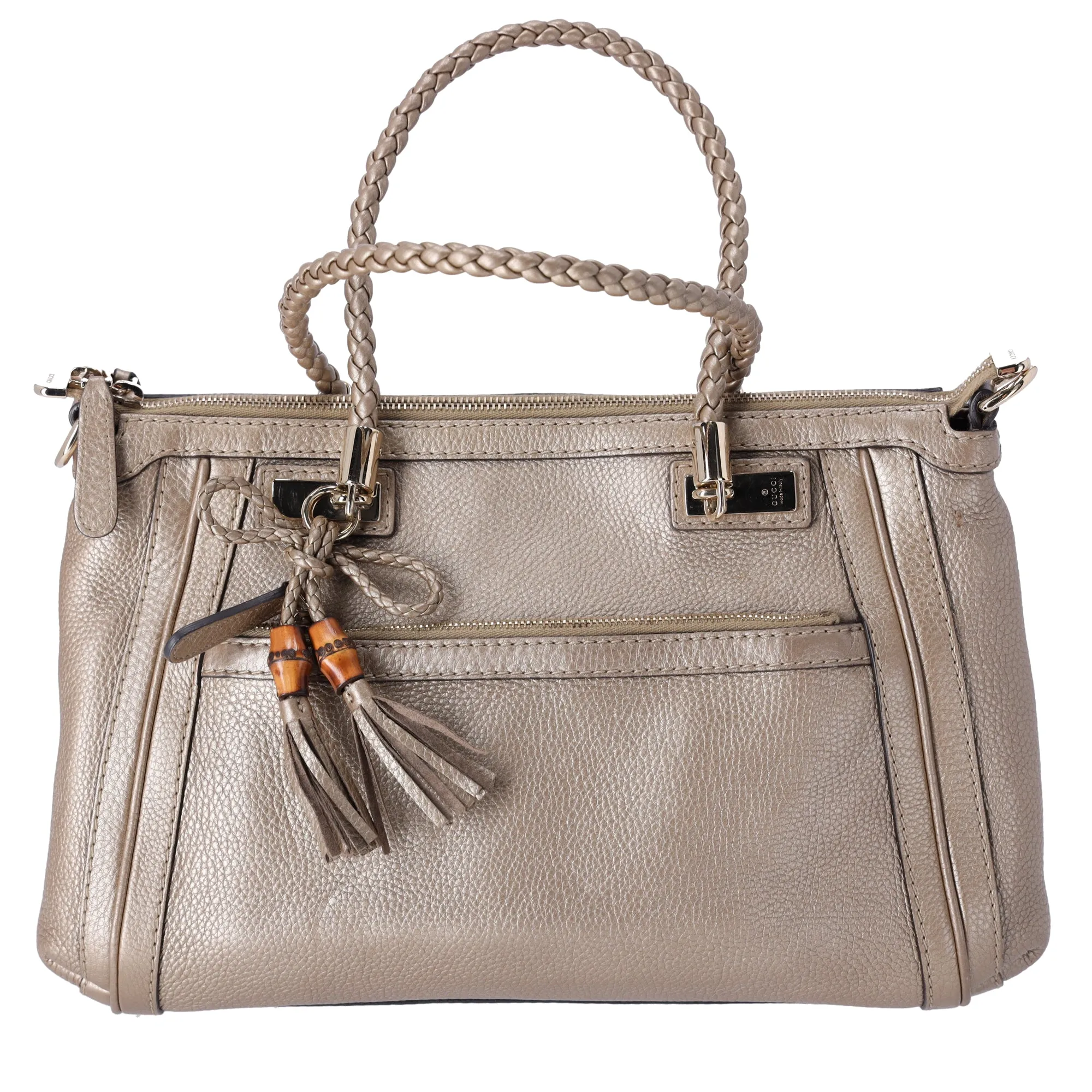 GUCCI Bella Handbag 282300 Gold Leather Braided Handles sold by Gaby's Bags