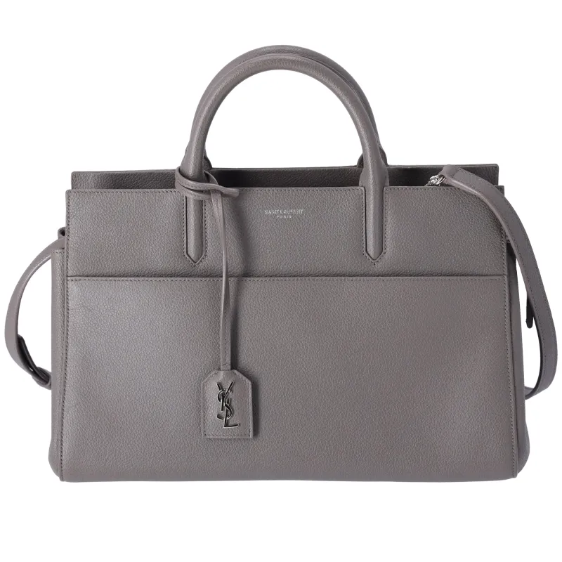 SAINT LAURENT Cabas Rive Gauche Small Handbag 436620 Gray Leather sold by Gaby's Bags