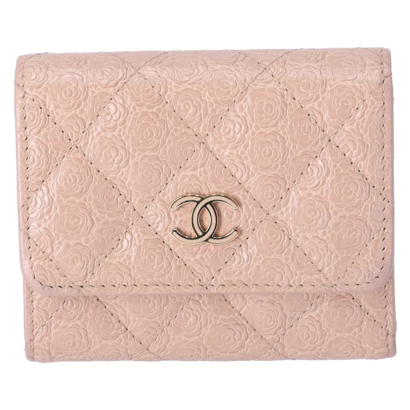 CHANEL Camellia Trifold Wallet A70301 Beige Leather sold by Gaby's Bags