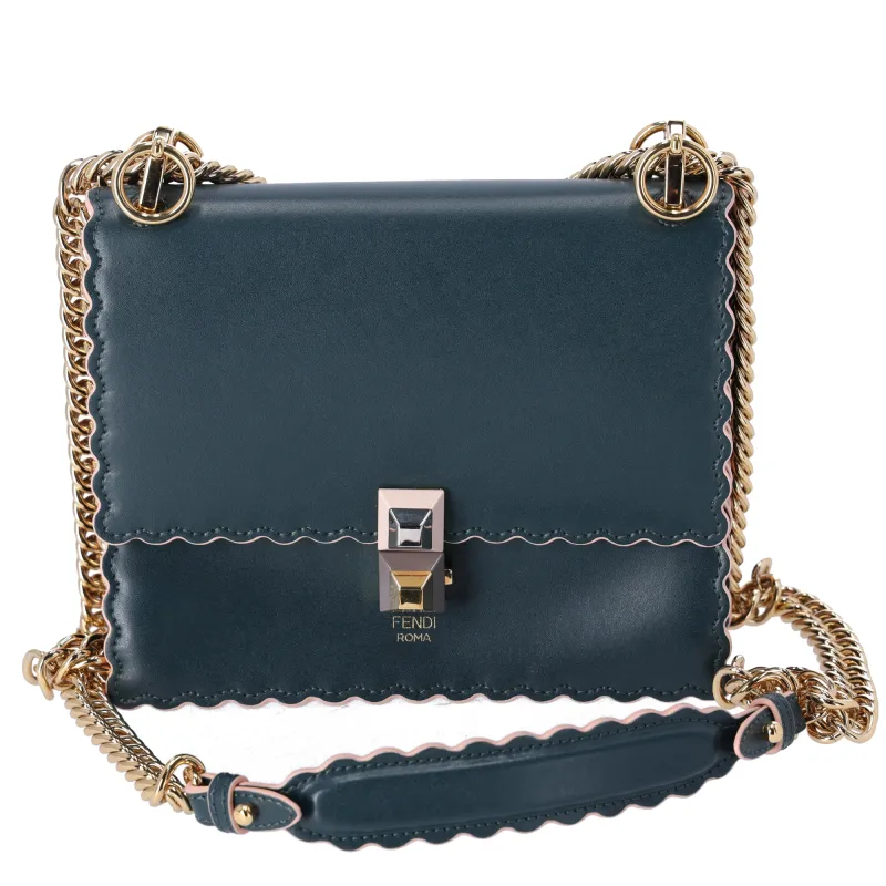 FENDI Mini Kan I Shoulder Bag 8M0381-A18Q Green Leather sold by Gaby's Bags