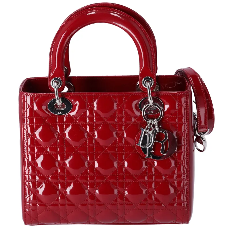 Christian Dior Lady Dior Medium Bag Handbag VRB44551 Red Patent Leather sold by Gaby's Bags