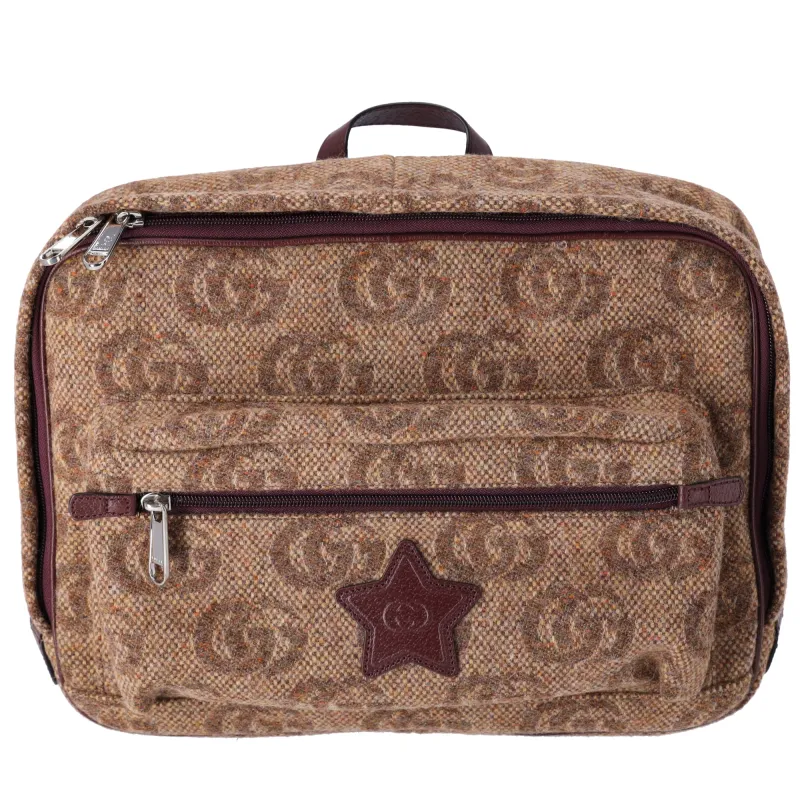 GUCCI Star GG Backpack 704946 Brown Dark Brown Wool Leather sold by Gaby's Bags