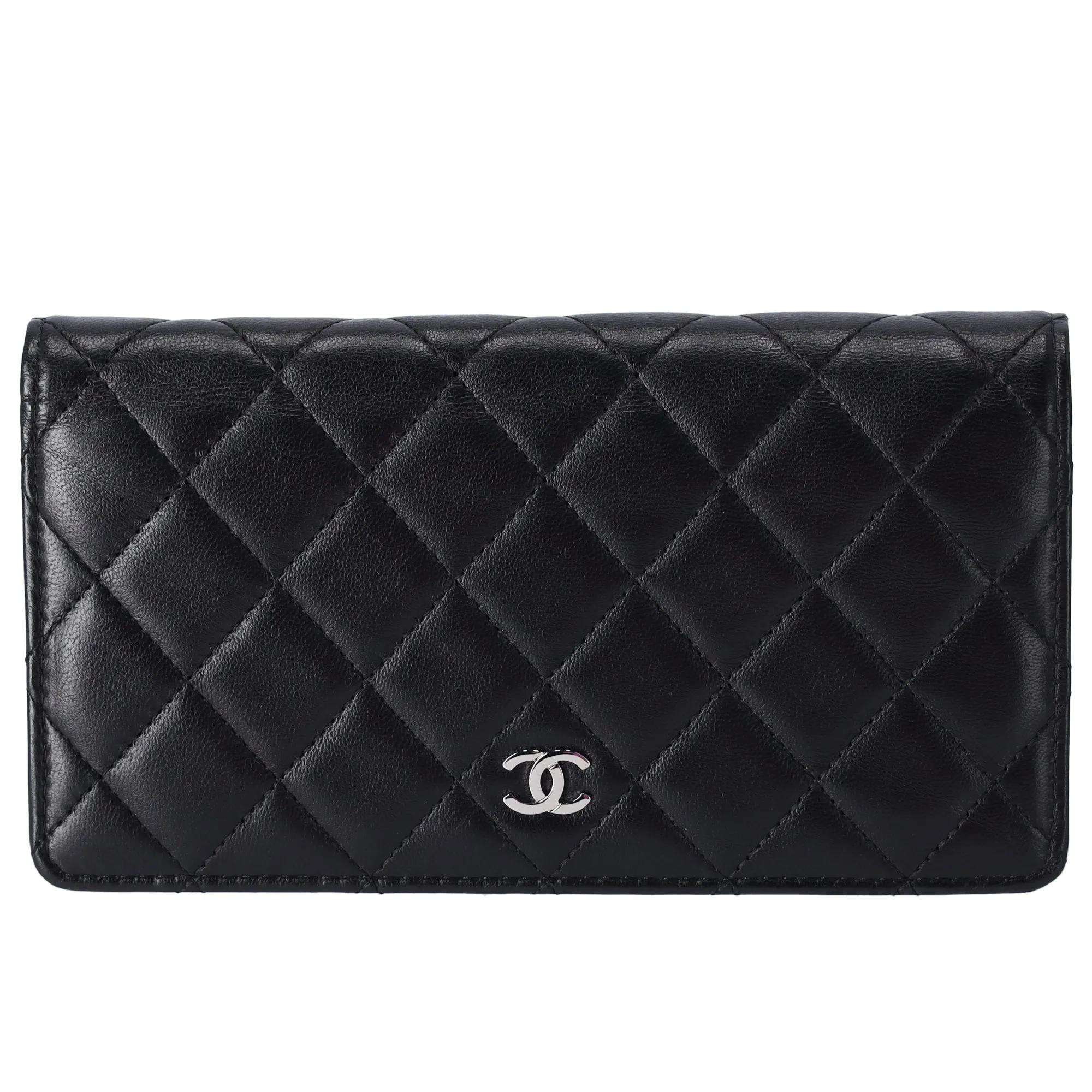 CHANEL Matelasse Long Bifold Wallet Black Lambskin Leather sold by Gaby's Bags