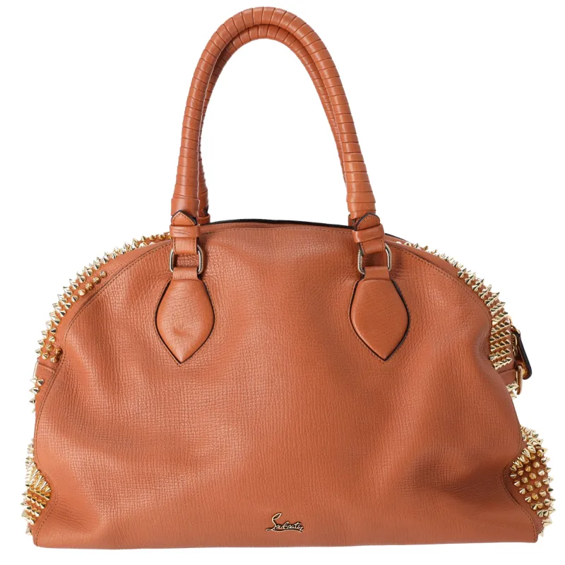 Christian Louboutin Panettone Boston Bag Leather Brown Studded sold by Gaby's Bags