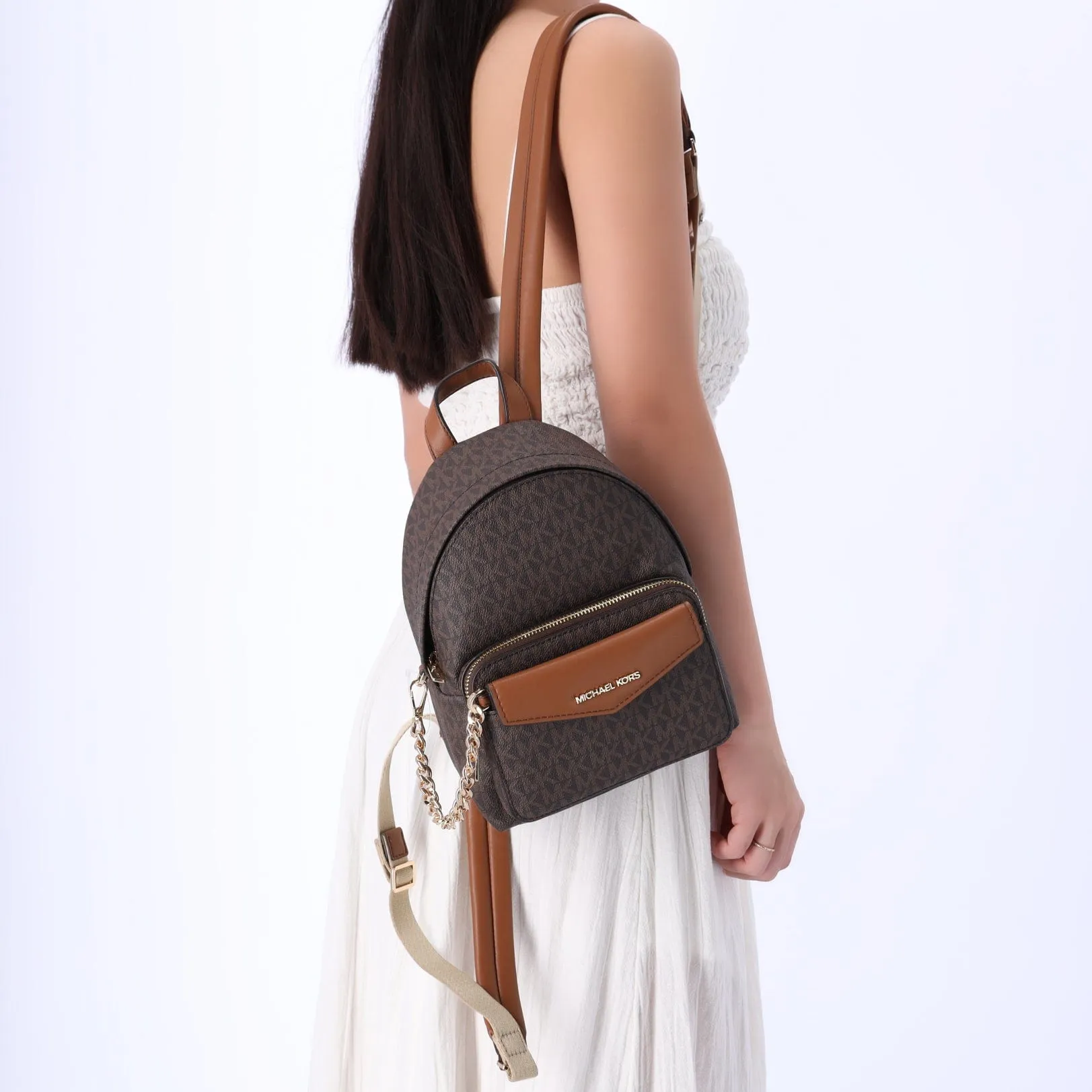 Michael Kors Maisie XS 2 In 1 Backpack + Pouch Brown Logo MK  display picture 1