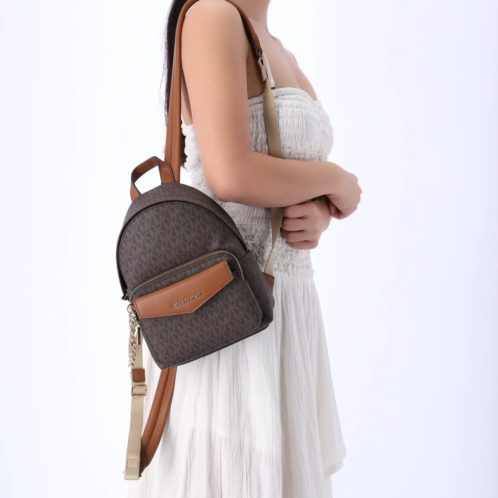 Michael Kors Maisie XS 2 in 1 Leather Backpack MK Brown Luggage MICHAEL KORS MAISIE XS MINI 2 IN 1 BACKPACK + 1 MK POUCH PVC  main image 3