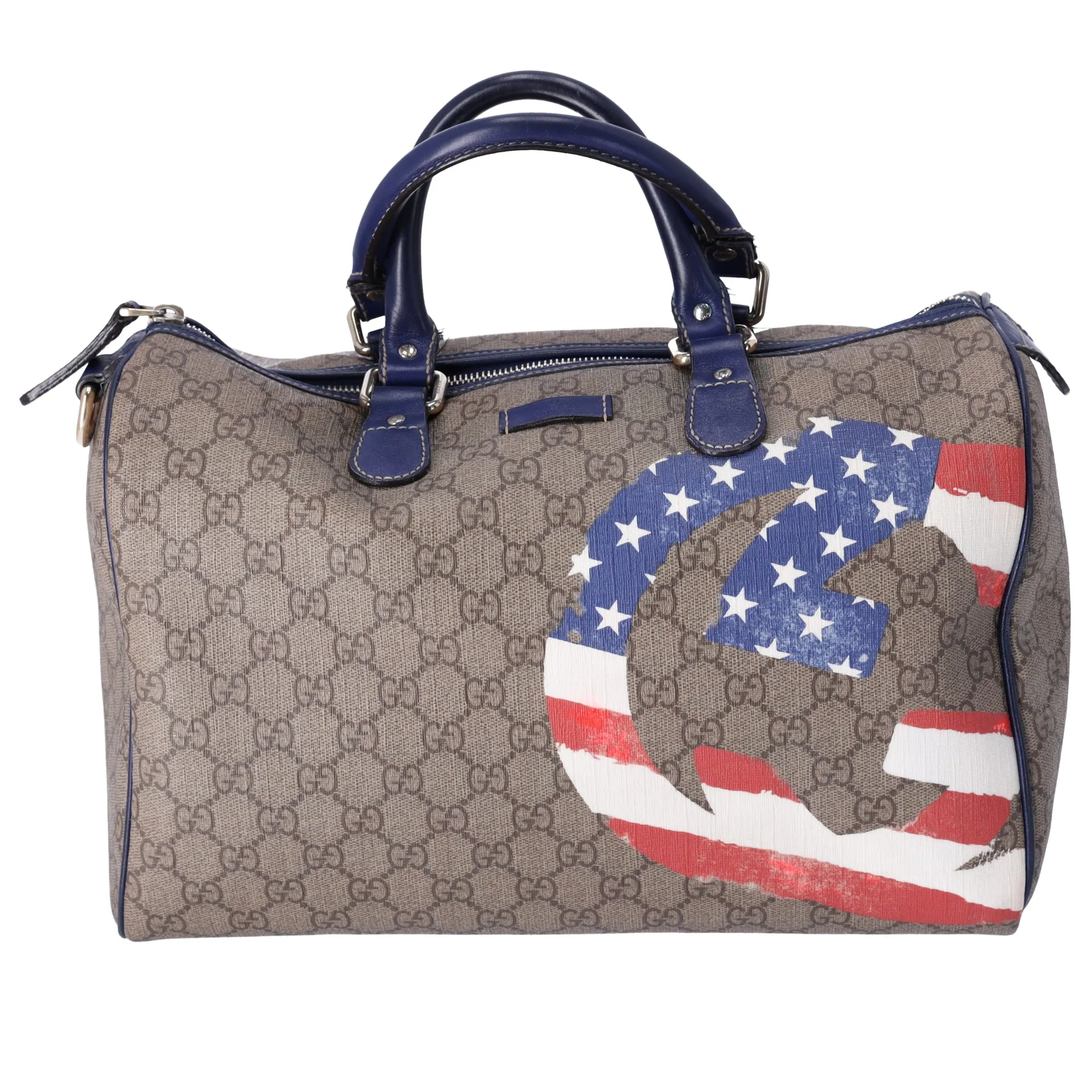 GUCCI GG Handbag 195451 Beige Navy Multi PVC Leather US Flag sold by Gaby's Bags
