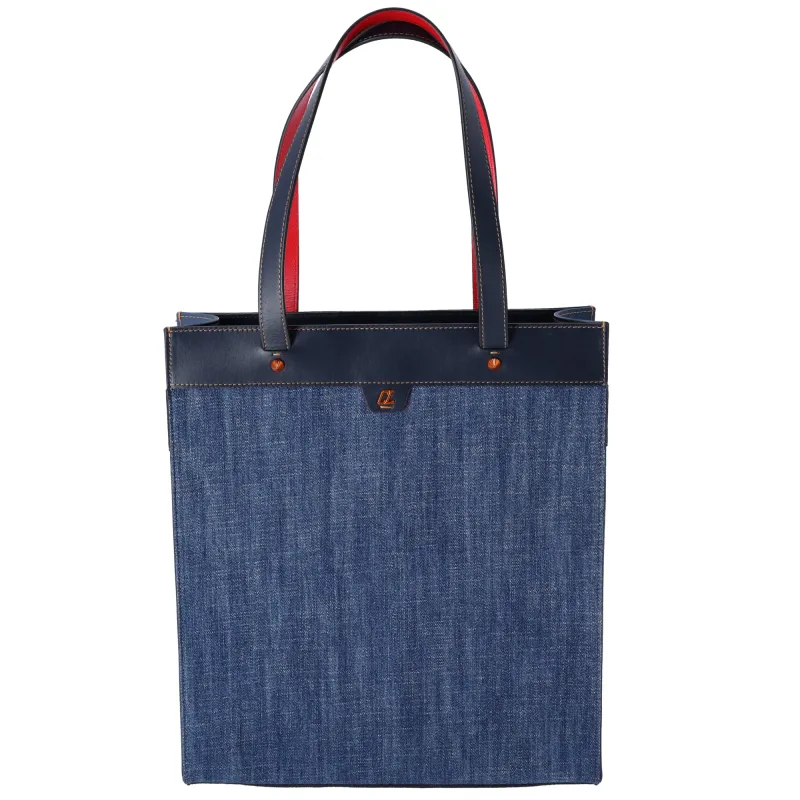 Christian Louboutin Louis Tote Bag Navy Denim Rubber Leather sold by Gaby's Bags