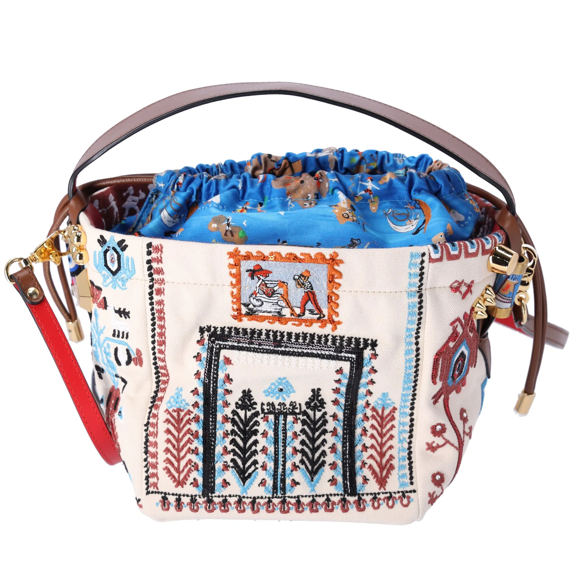 Christian Louboutin Greekaba Embroidered Canvas Crossbody Bag Multicolor sold by Gaby's Bags