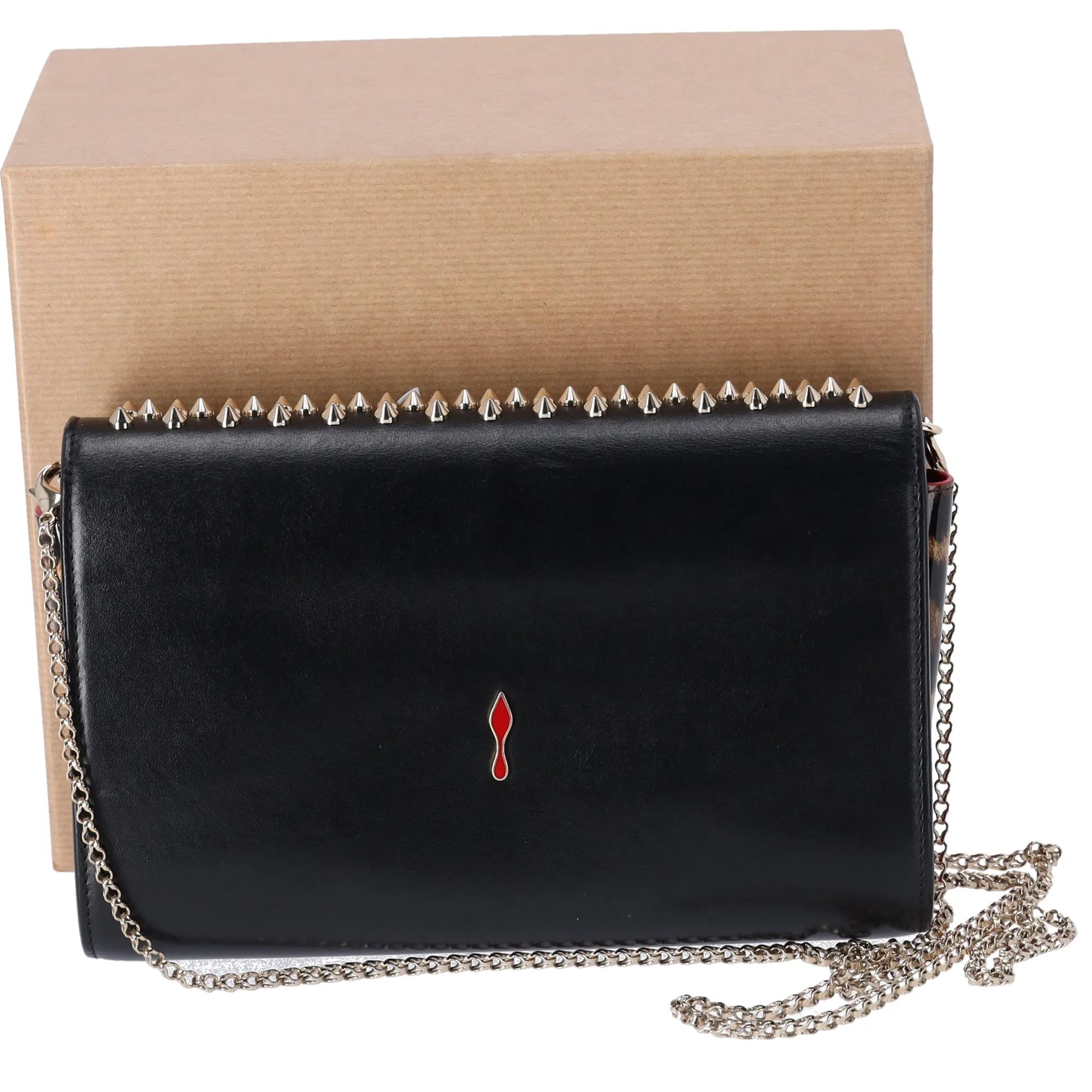 Christian Louboutin Paloma Clutch Crossbody Bag Black Multi Leopard Studded sold by Gaby's Bags product image thumbnail 3