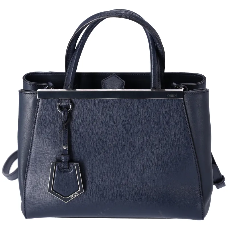 FENDI Petit 2 Jours Tote Bag 8BH253 Dark Navy Leather sold by Gaby's Bags