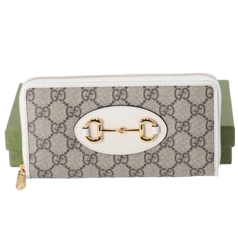 GUCCI Horsebit 1955 Long Wallet 621889 Beige White PVC sold by Gaby's Bags