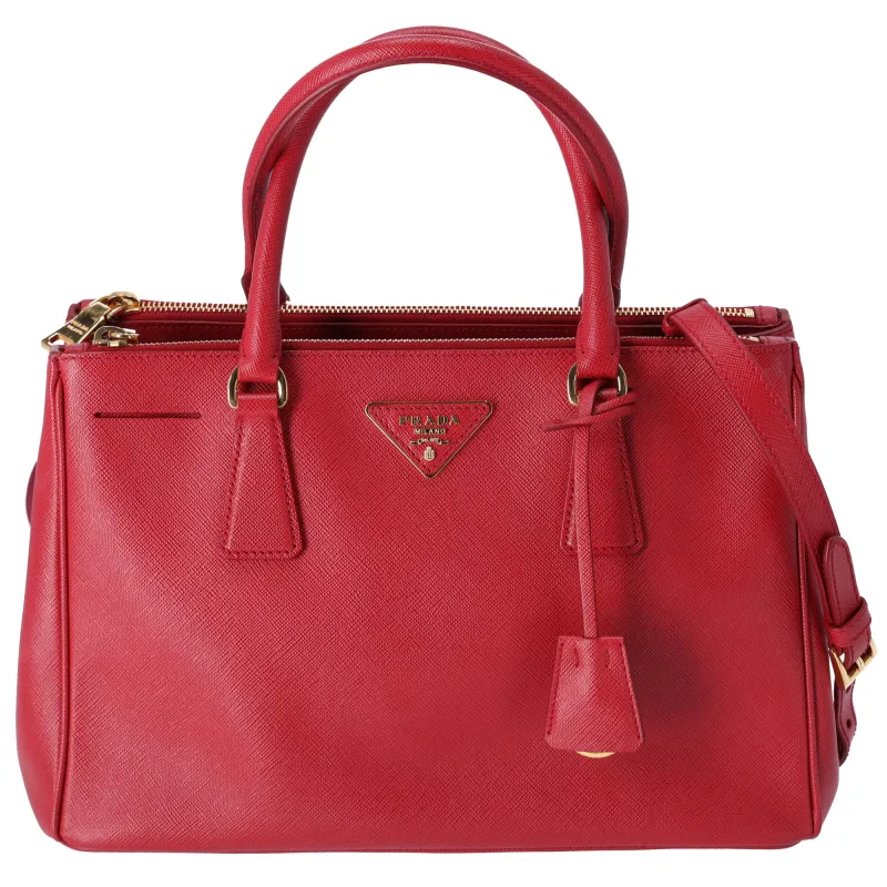 PRADA Saffiano Small Satchel Shoulder Bag Red Leather made by Prada