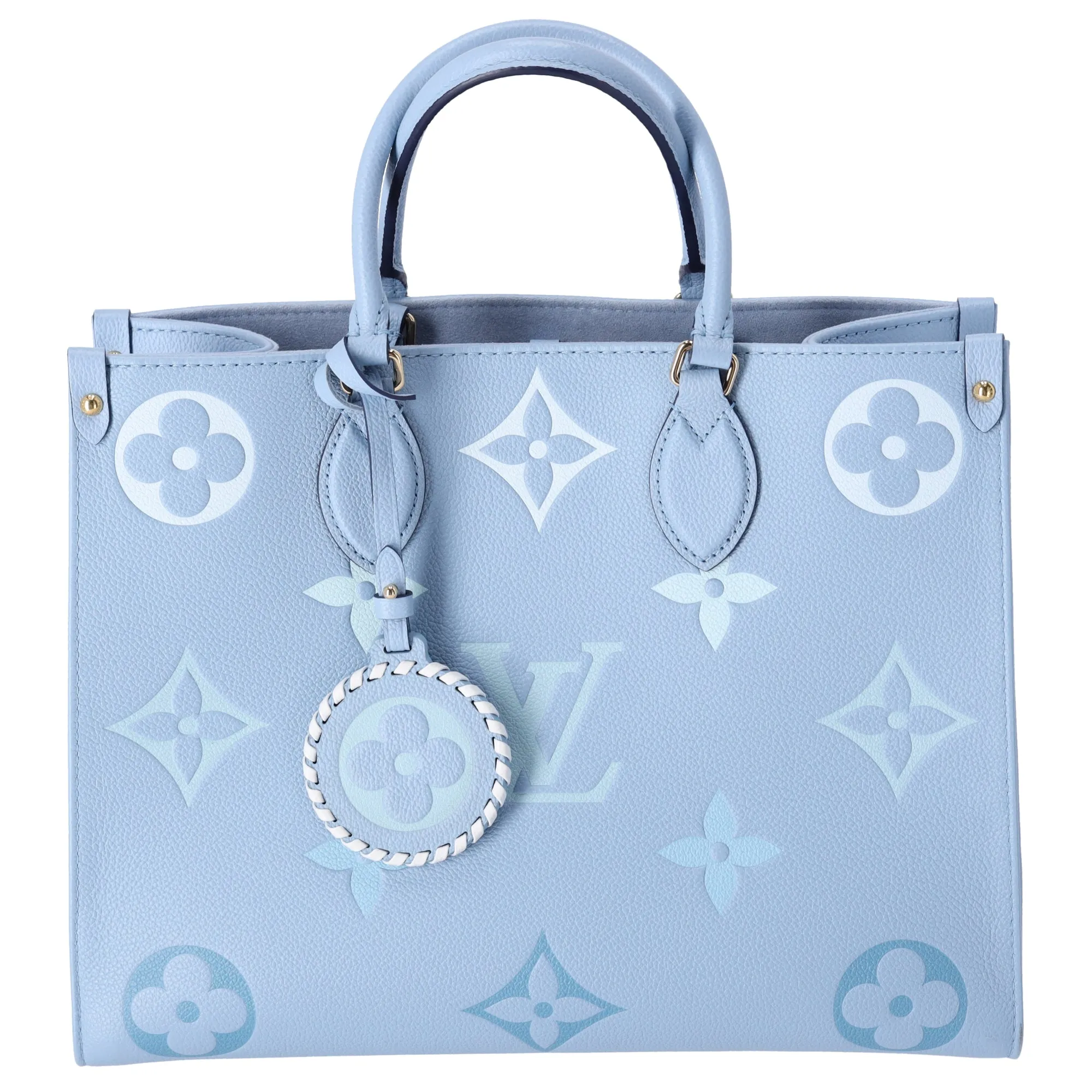 Louis Vuitton Bythepool Onthego MM Tote Empreinte Giant Monogram Summer Blue sold by Gaby's Bags