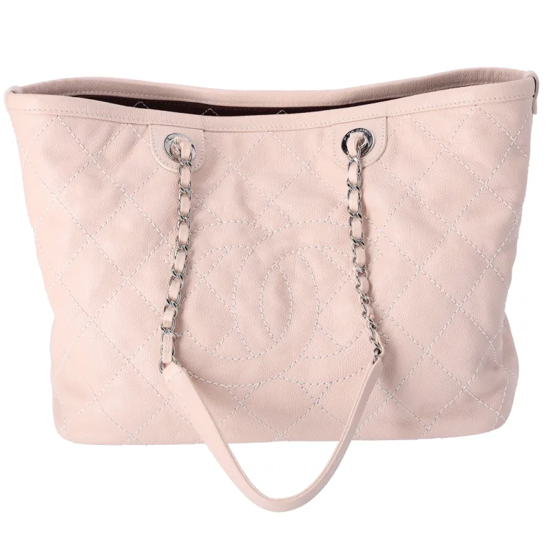 Chanel Small Daily Shopping Tote Caviar Grained Calfskin Quilted Beige sold by Gaby's Bags