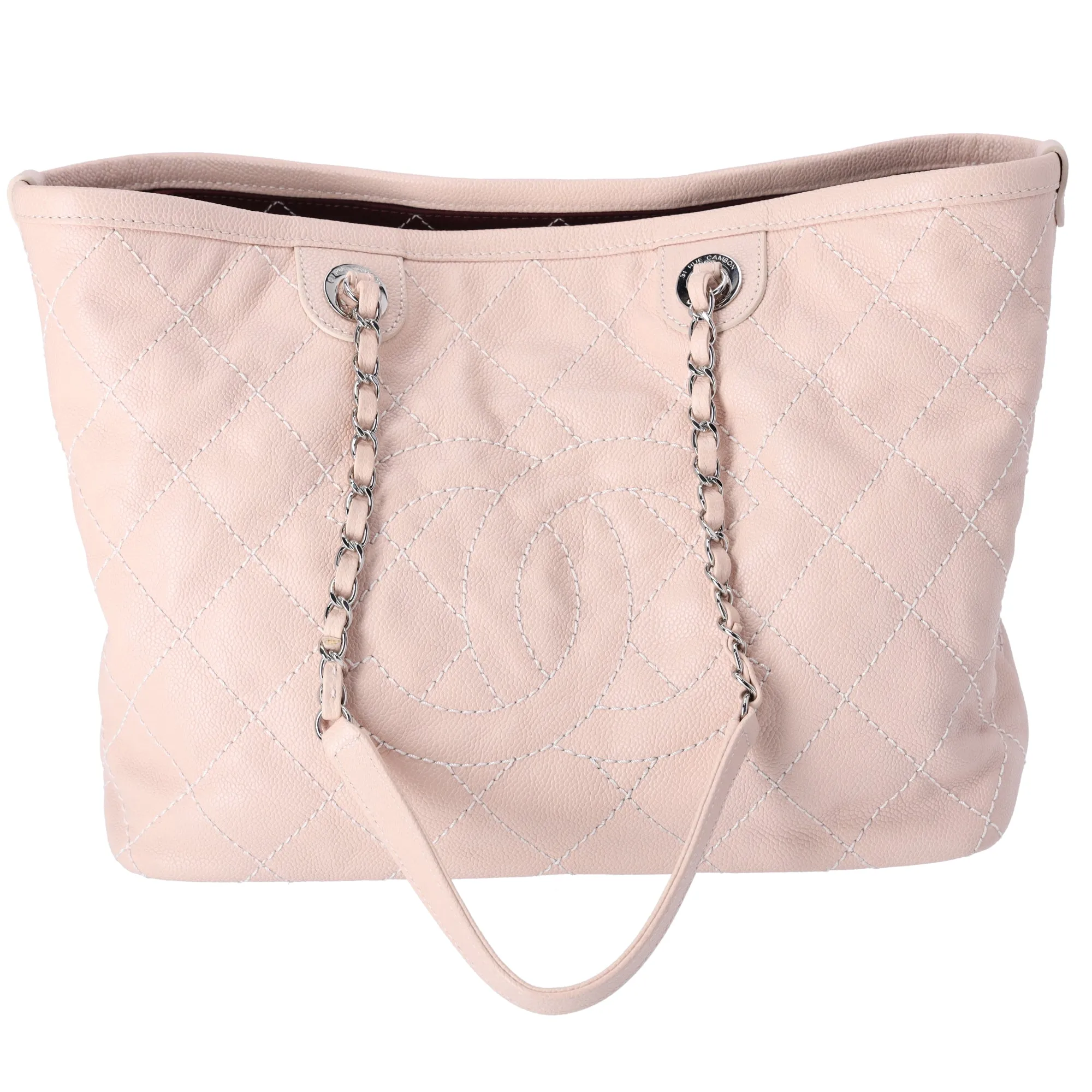 Chanel Small Daily Shopping Tote Caviar Grained Calfskin Quilted Beige sold by Gaby's Bags