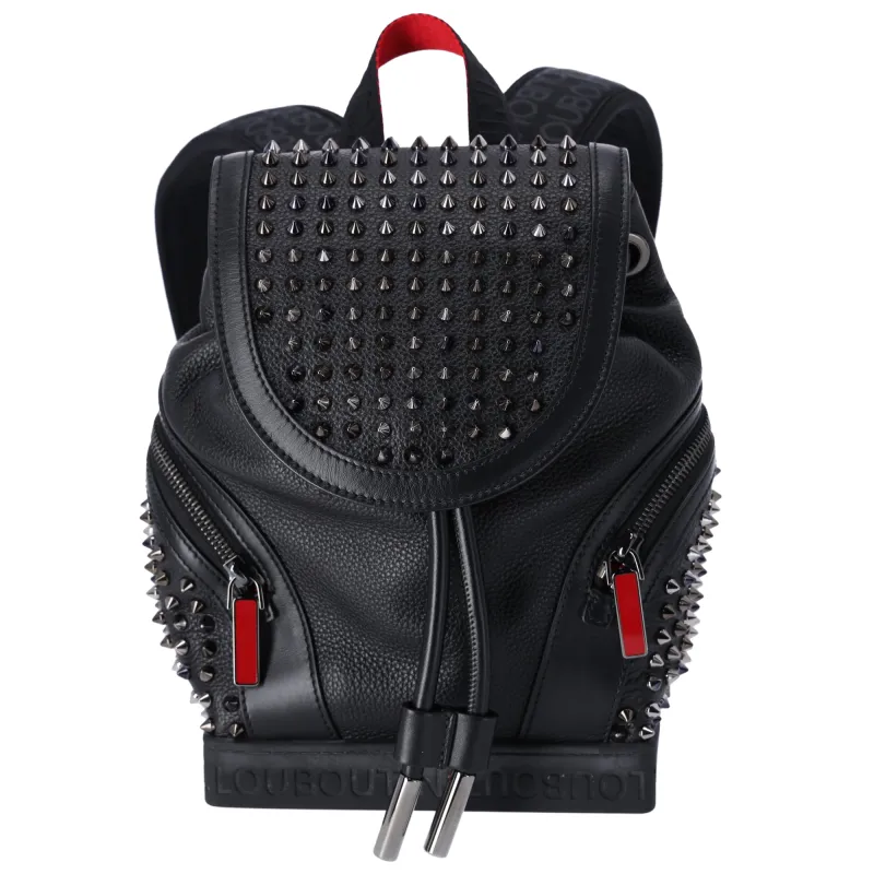 Christian Louboutin Explorer Funk Studded Small Backpack Black Red Leather sold by Gaby's Bags