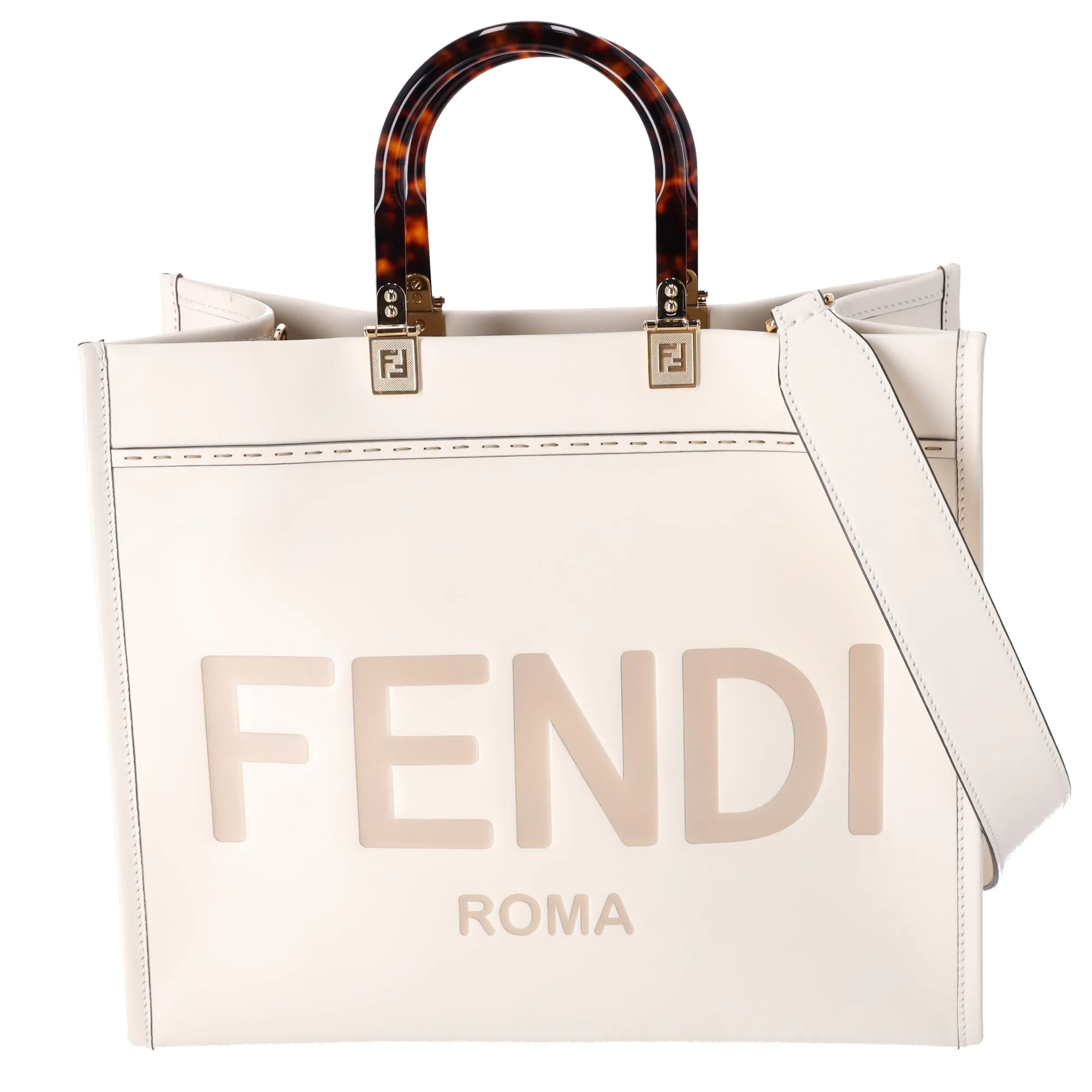 FENDI Sunshine Medium Tote Bag 8BH386-ABVL Cream Leather sold by Gaby's Bags