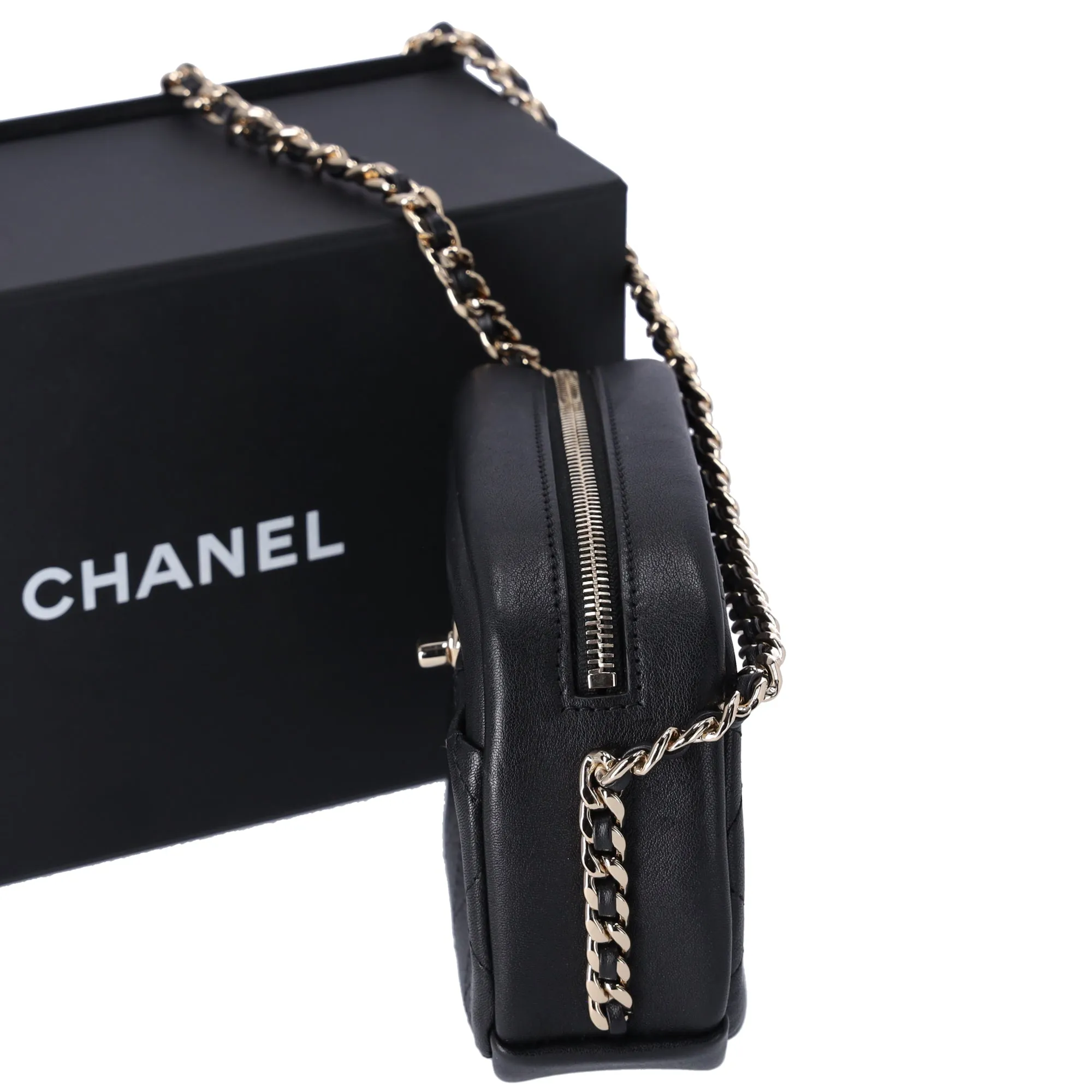 Chanel Quilted Lambskin Small Casual Trip Camera Bag Crossbody Black sold by Gaby's Bags product image thumbnail 3