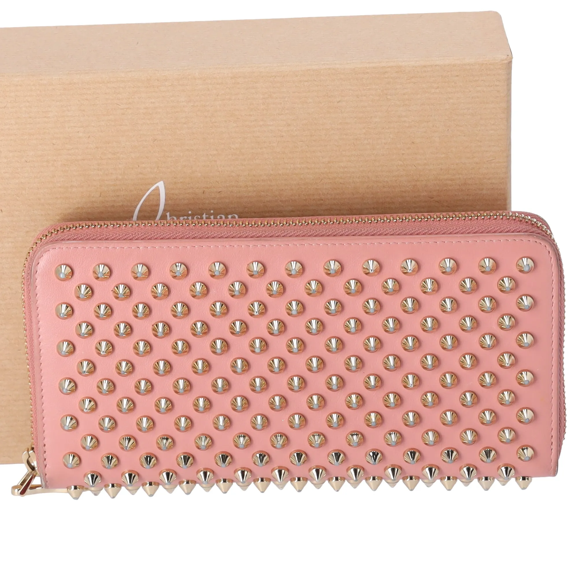 Christian Louboutin Panettone Long Wallet Light Pink Gold Studded Leather sold by Gaby's Bags product image thumbnail 3