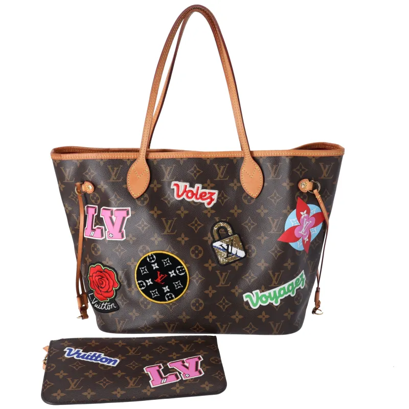 Louis Vuitton Neverfull MM Tote Monogram Travel Stickers Limited Edition sold by Gaby's Bags
