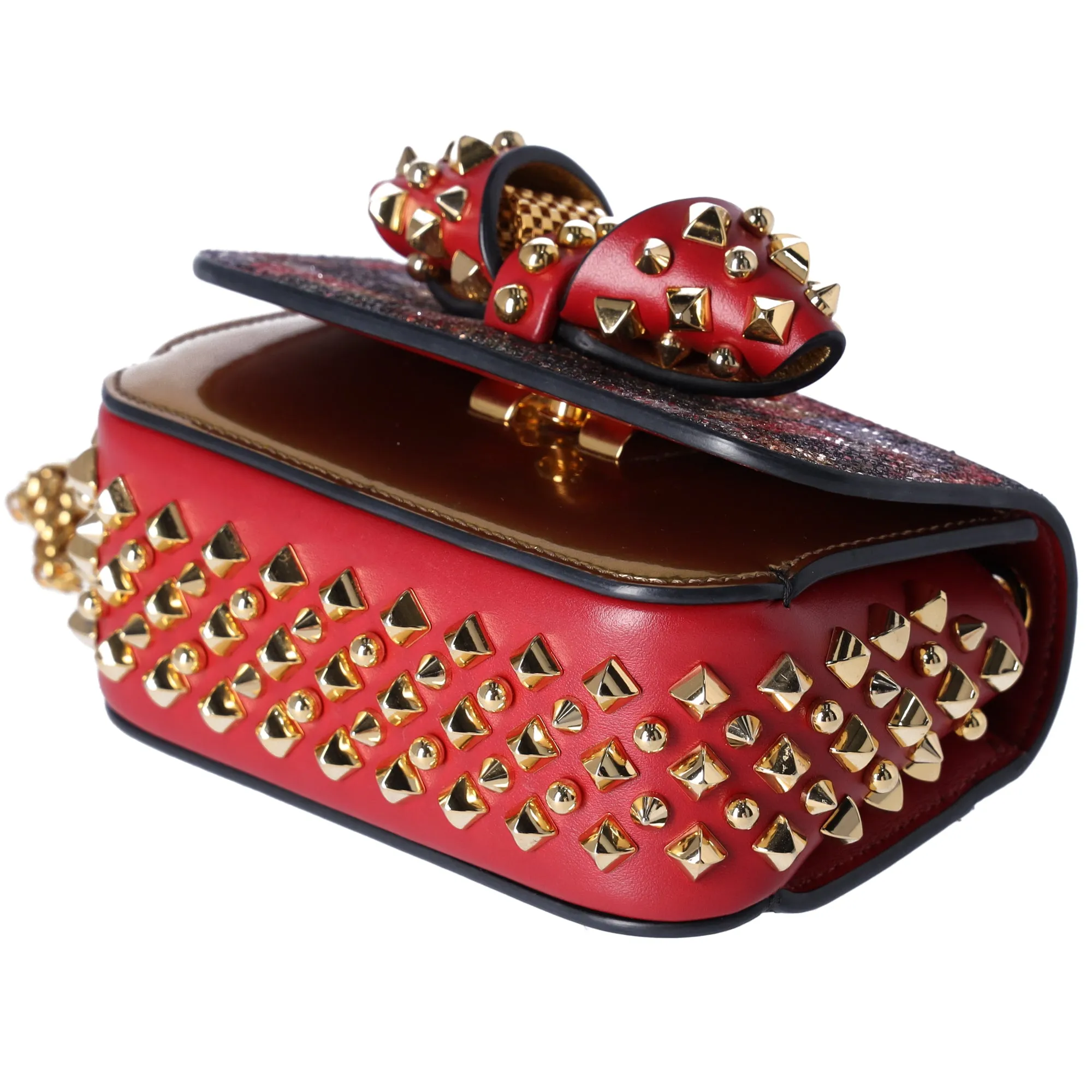 Christian Louboutin Sweet Charity Crossbody Red Gold Multi Glitter Bow sold by Gaby's Bags product image thumbnail 4