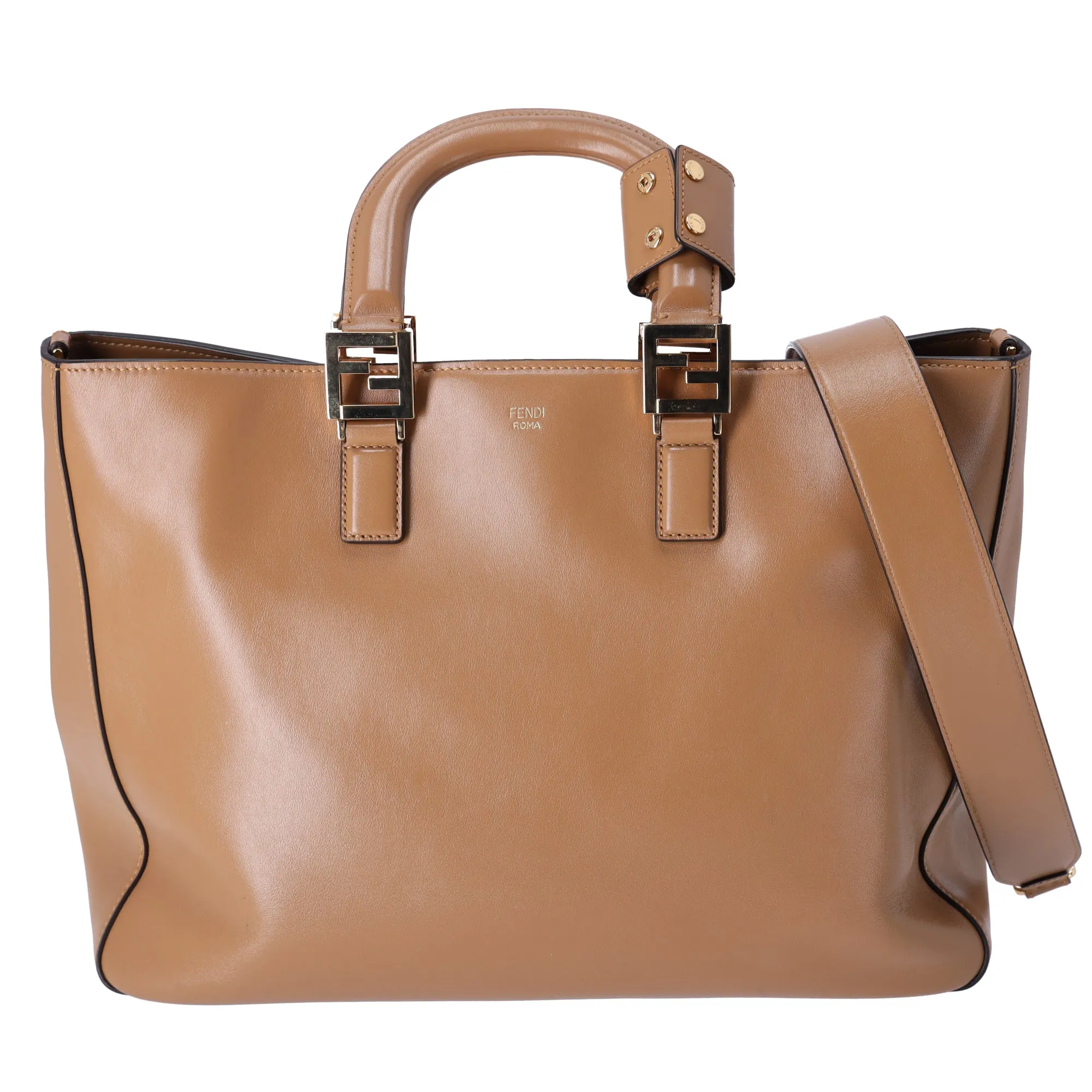 FENDI FF Tote Tote Bag 8BH368 Brown Leather sold by Gaby's Bags