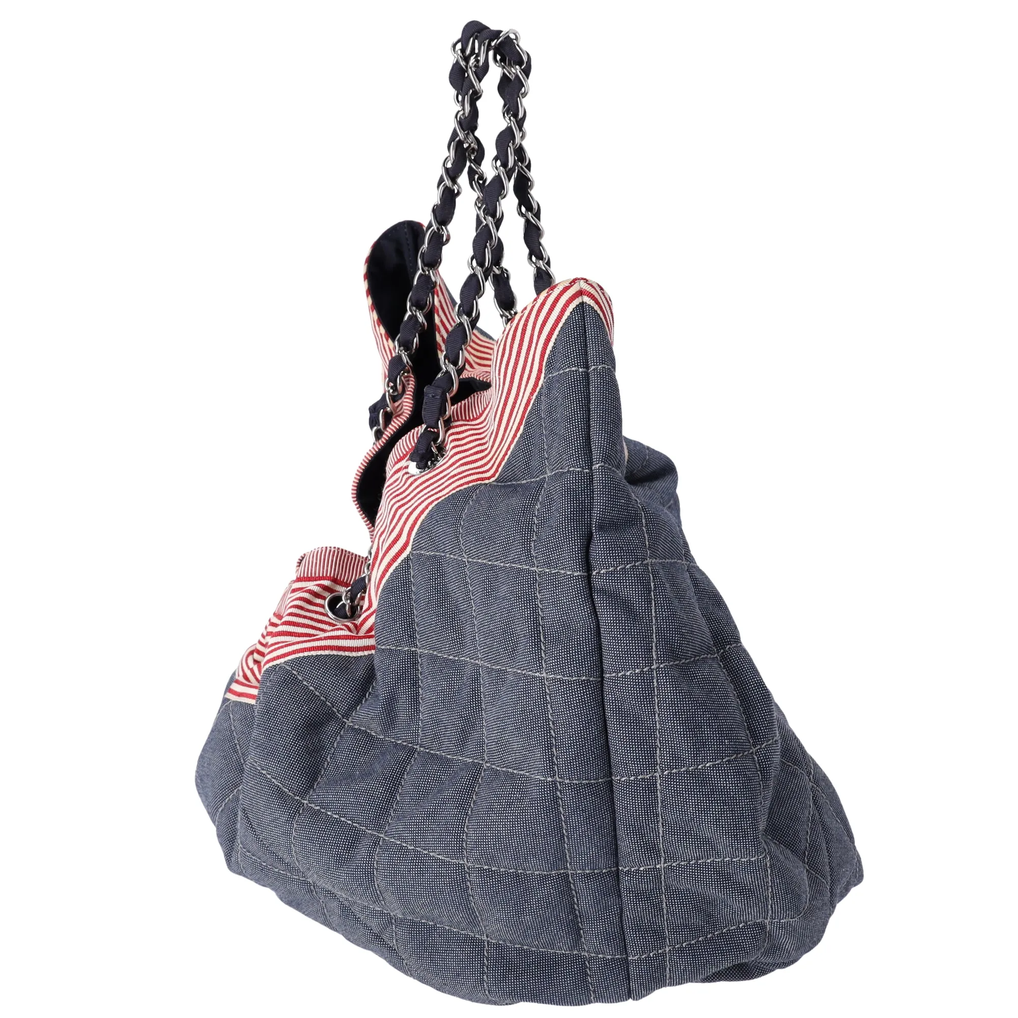 CHANEL Coco Cabas GM Hobo Tote A46887 Blue Red Navy Denim sold by Gaby's Bags product image thumbnail 3