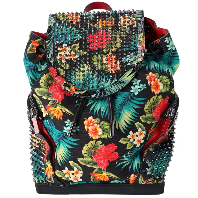 Christian Louboutin Explorer Funk Backpack Black Green Multi Canvas Floral sold by Gaby's Bags