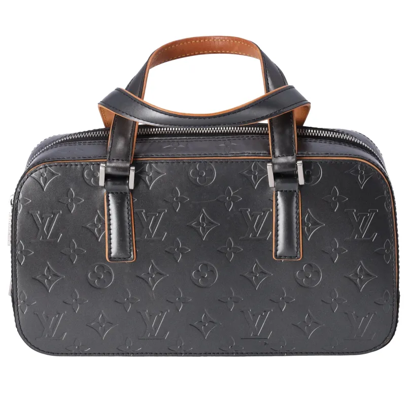 Louis Vuitton Shelton Monogram Mat Handbag M55172 Black Calfskin sold by Gaby's Bags
