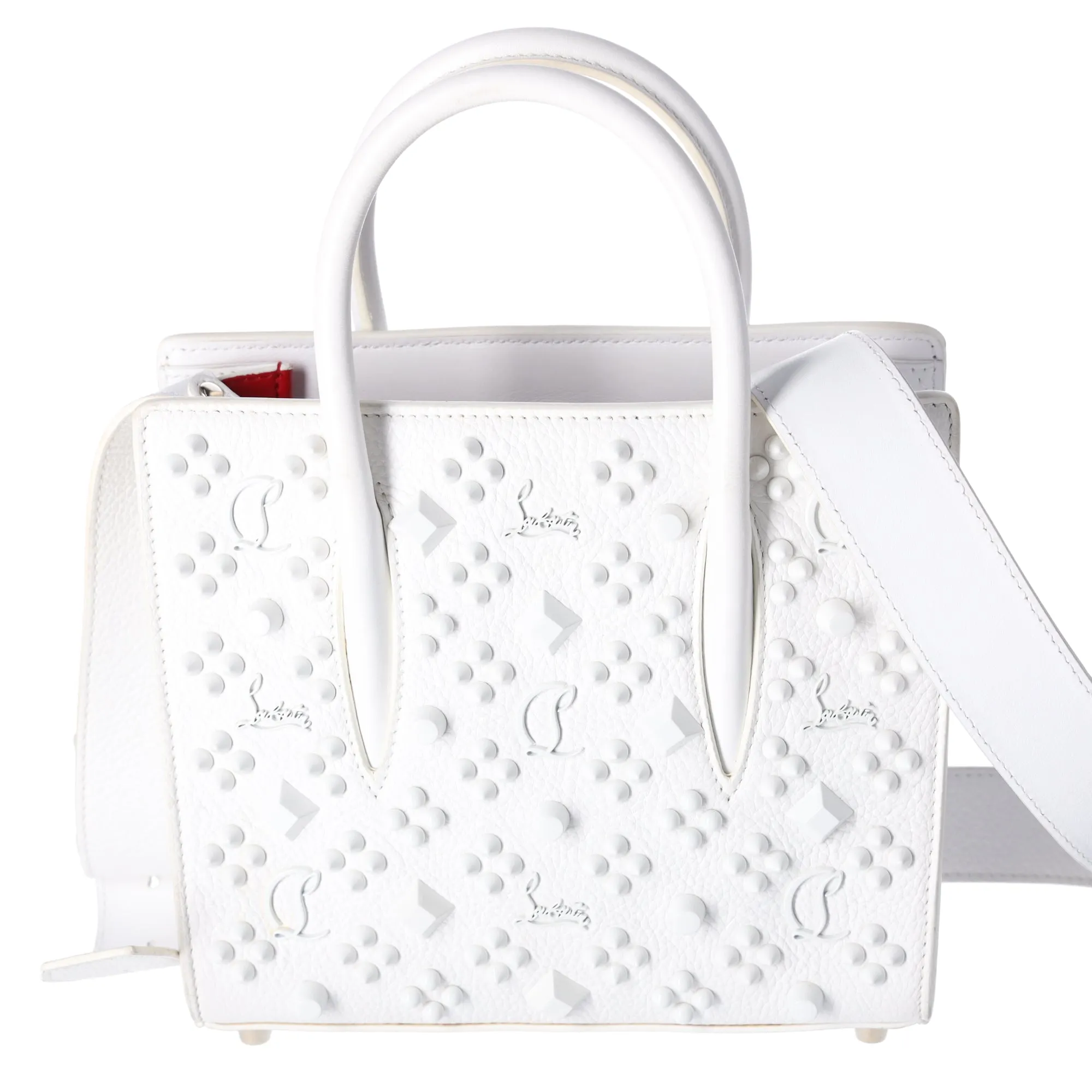 Christian Louboutin Paloma Studded Mini Handbag White Leather sold by Gaby's Bags