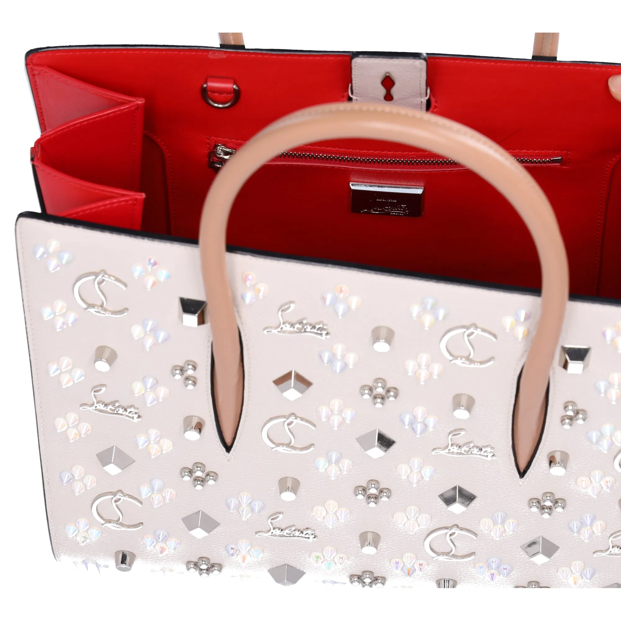 Christian Louboutin Paloma Medium Tote Bag Cream Beige Leather Studded sold by Gaby's Bags product image thumbnail 5