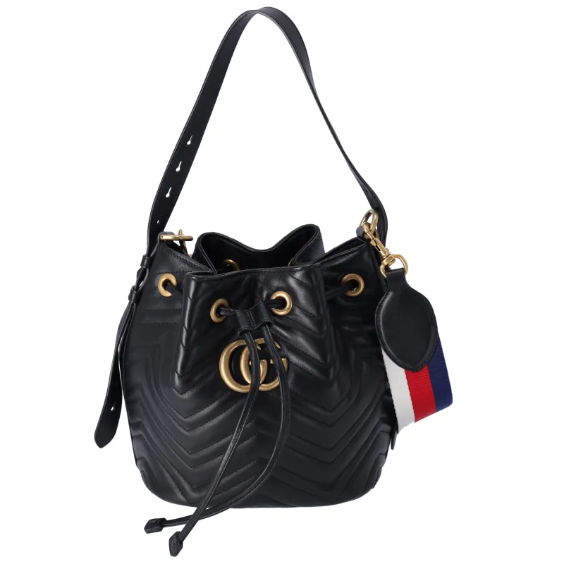 GUCCI GG Marmont Shoulder Bucket Bag 476674 Black Leather sold by Gaby's Bags