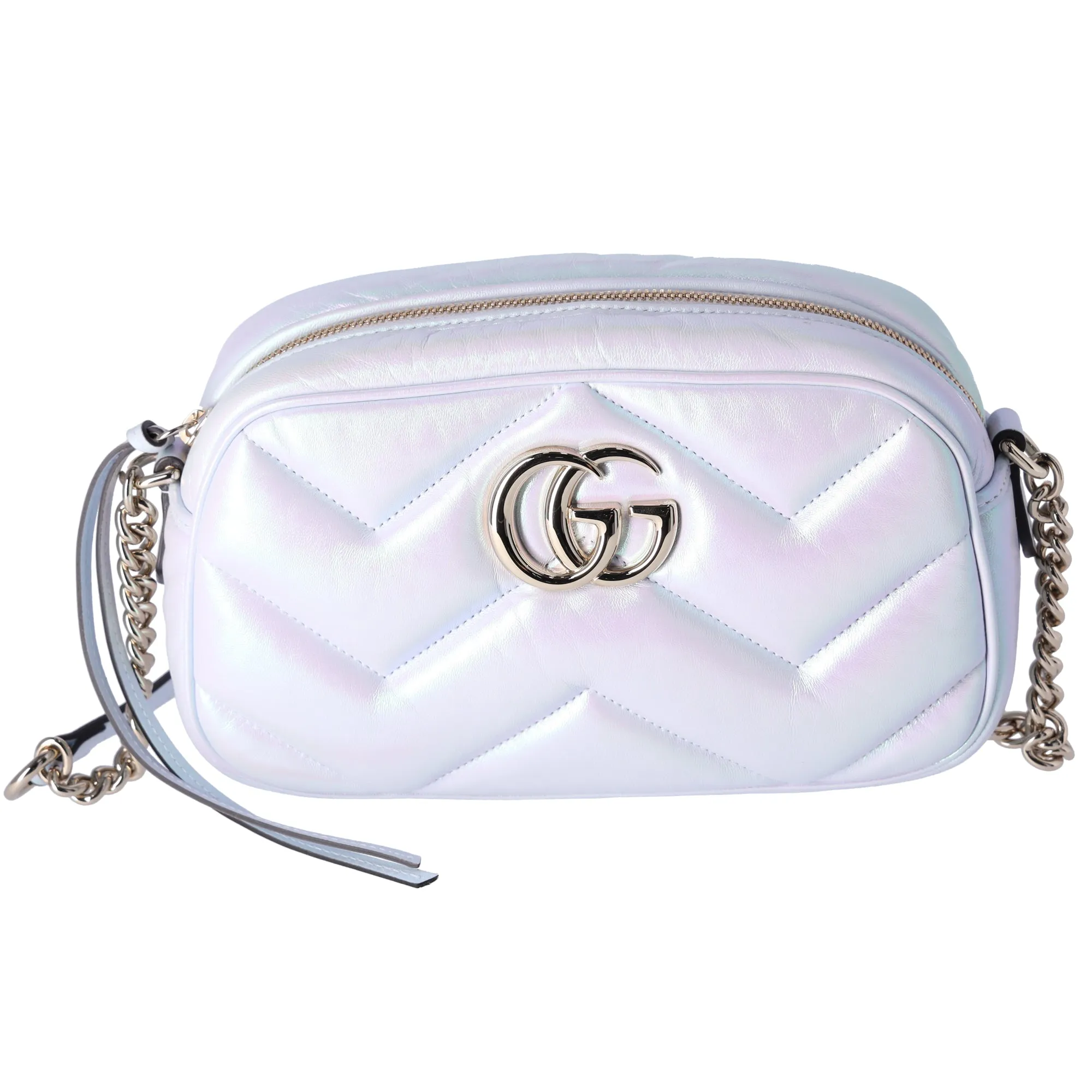 GUCCI GG Marmont Shoulder Bag 447632 Iridescent Pearl Blue Leather sold by Gaby's Bags