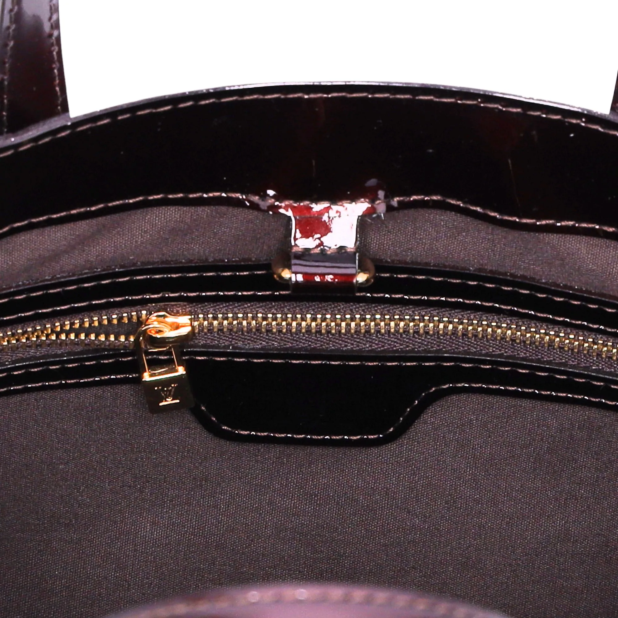 Louis Vuitton Vernis Rayures Wilshire PM Amarante Stripe Patent Leather sold by Gaby's Bags product image thumbnail 5