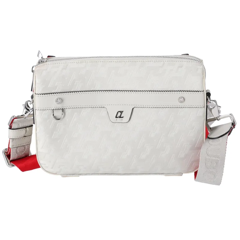 Christian Louboutin Ruby Town Messenger Bag Light Gray Red Jacquard made by Christian Louboutin